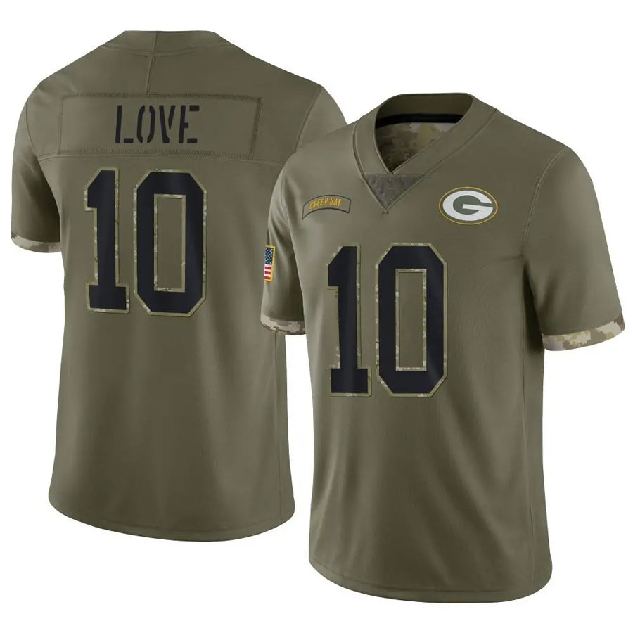 Punc GB.Packers #10 Jordan Love Player Salute To Service Olive Stitched Jerseys