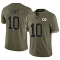 Punc GB.Packers #10 Jordan Love Player Salute To Service Olive Stitched Jerseys