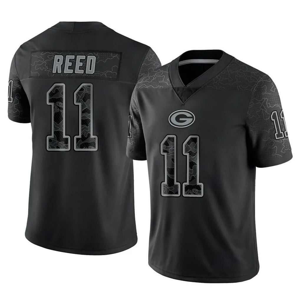 Punc GB.Packers #11 Jayden Reed Player Black Reflective Limited Home Game Stitched Jerseys