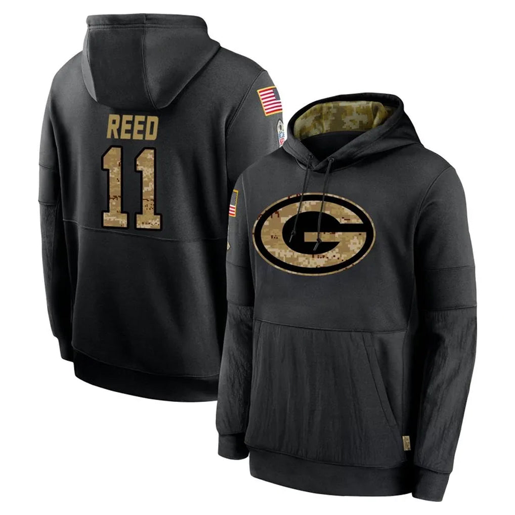 Punc GB.Packers #11 Jayden Reed Player Black Salute to Service Hoodies Limited Game Stitched Jerseys