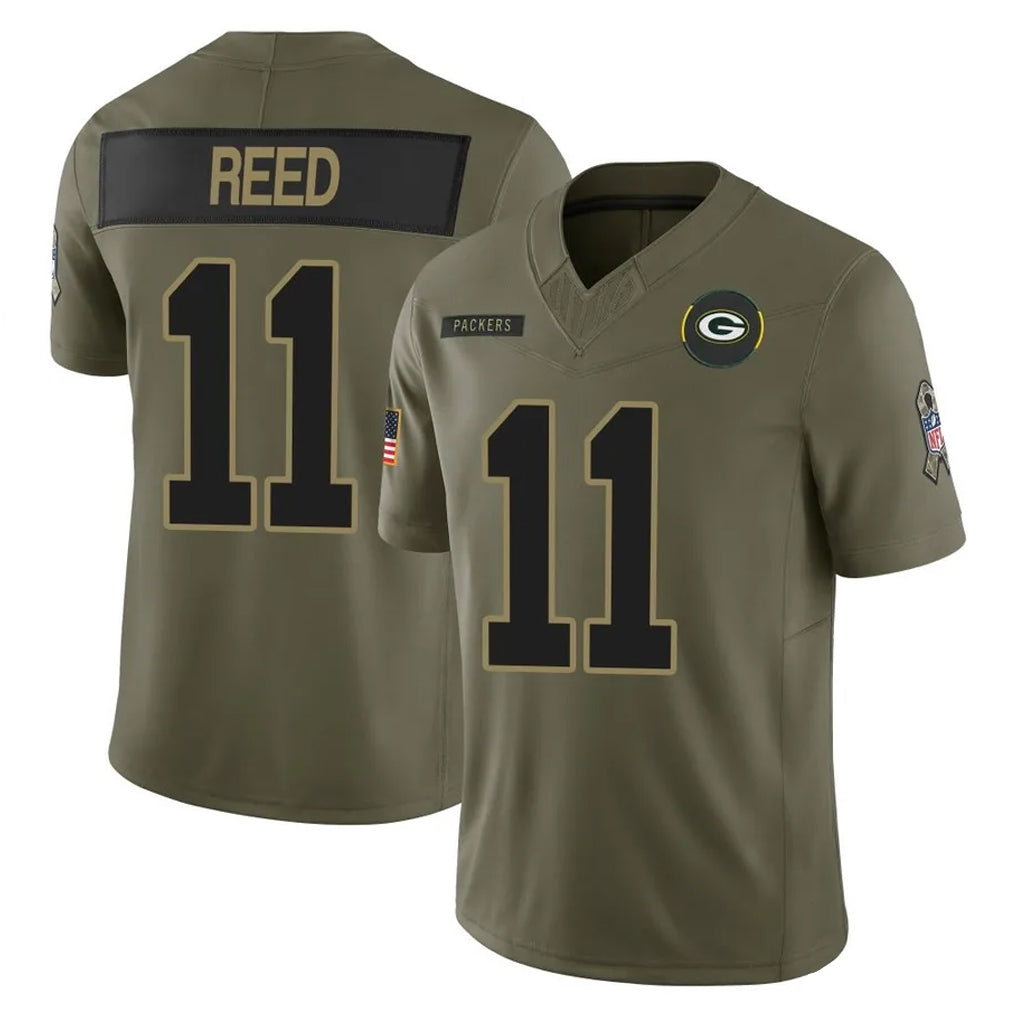 Punc GB.Packers #11 Jayden Reed Player Olive 2025 Salute To Service Limited Home Game Stitched Jerseys