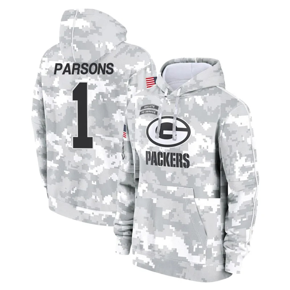 Punc GB.Packers #1 Micah Parsons Player Arctic Camo Salute to Service Hoodies Limited Game Stitched Jerseys