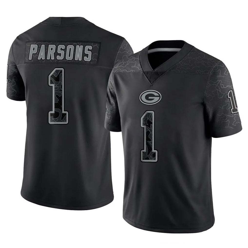 Punc GB.Packers #1 Micah Parsons Player Black Reflective Limited Home Game Stitched Jerseys