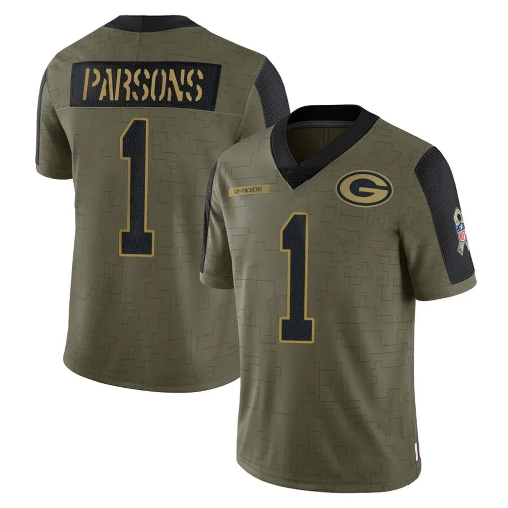 Punc GB.Packers #1 Micah Parsons Player Olive Salute To Service Limited Game Stitched Jerseys