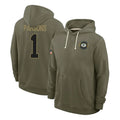 Punc GB.Packers #1 Micah Parsons Player Olive Salute to Service Pullover Hoodies Limited Stitched Jerseys