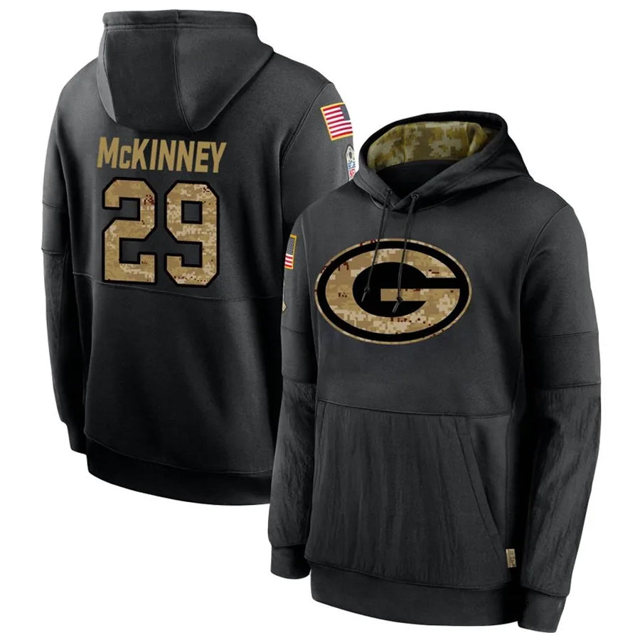 Punc GB.Packers #29 Xavier McKinney Player Black Salute To Service Hoodies Game Stitched Jerseys