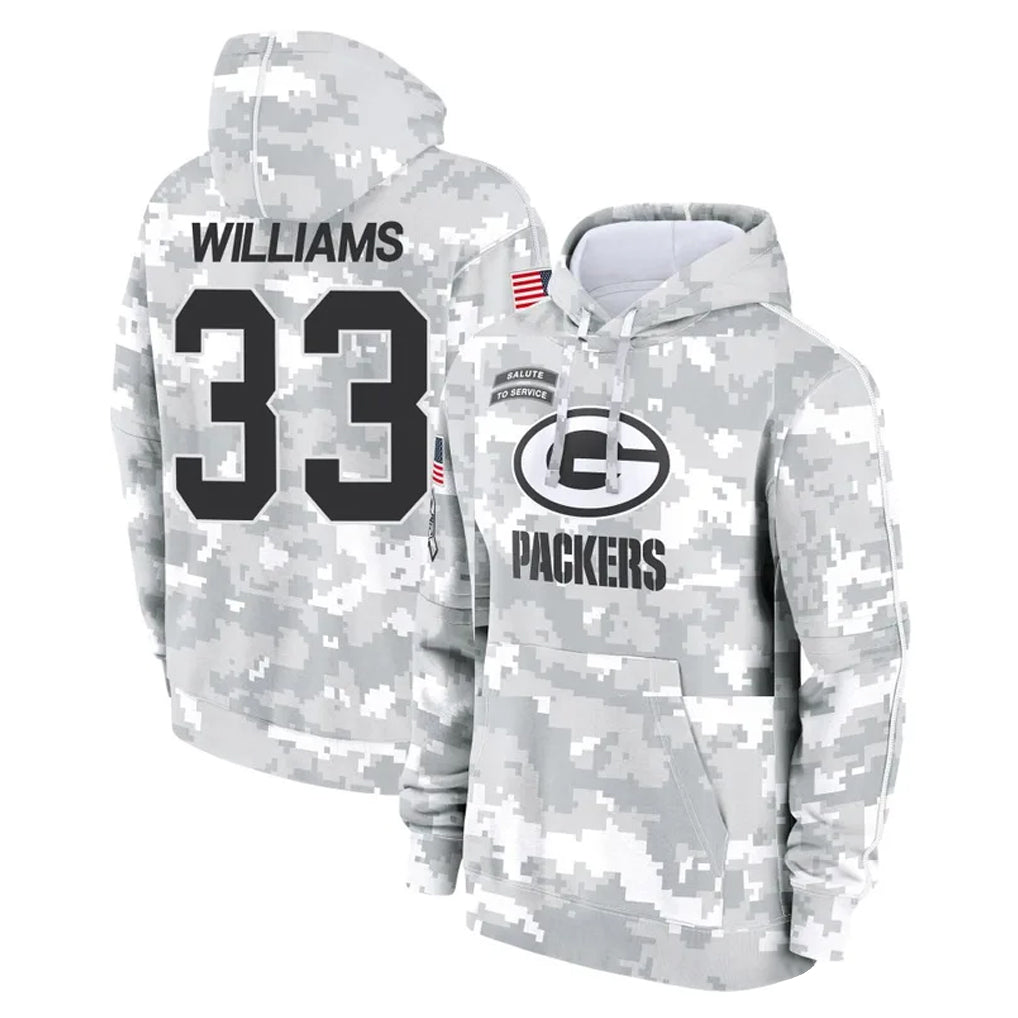 Punc GB.Packers #33 Evan Williams Player Arctic Camo Salute to Service Hoodies Limited Game Stitched Jerseys