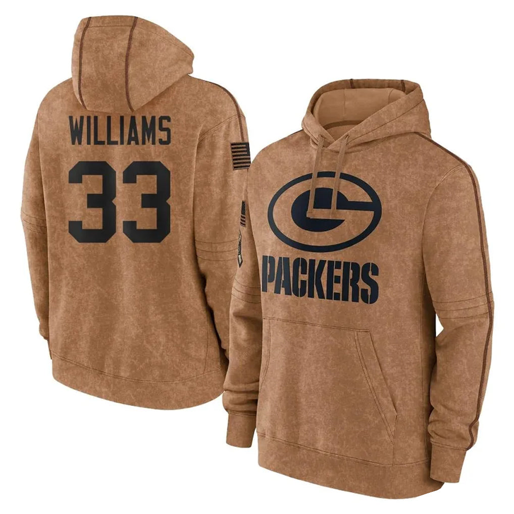 Punc GB.Packers #33 Evan Williams Player Brown Salute to Service Hoodies Limited Game Stitched Jerseys