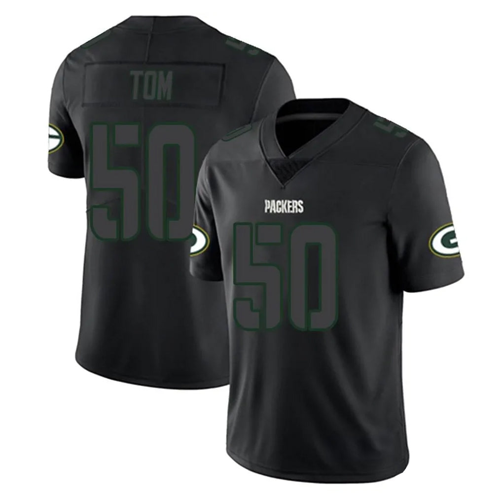 Punc GB.Packers #50 Zach Tom Player Black Impact Limited Home Game Stitched Jerseys