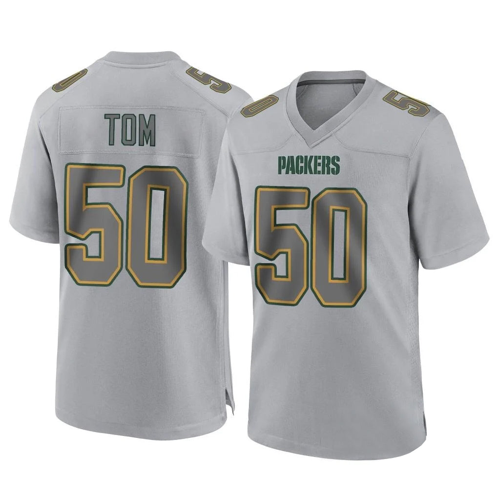 Punc GB.Packers #50 Zach Tom Player Gray Atmosphere Fashion Home Game Stitched Jerseys