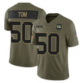 Punc GB.Packers #50 Zach Tom Player Olive 2025 Salute To Service Limited Home Game Stitched Jerseys