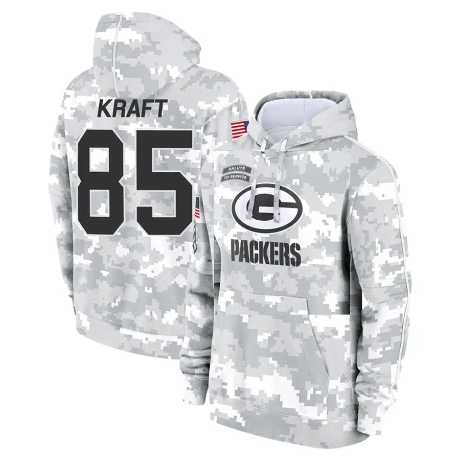 Punc GB.Packers #85 Tucker Kraft Player Camo Salute To Service Hoodies Game Stitched Jerseys