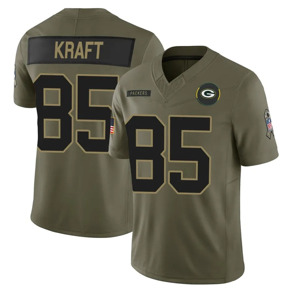 Punc GB.Packers #85 Tucker Kraft Player Olive 2025 Salute To Service Limited Home Game Stitched Jerseys
