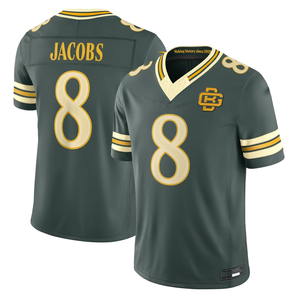 Punc GB.Packers #8 Josh Jacobs Green 2026 Rivalries Collection Limited Stitched Jerseys