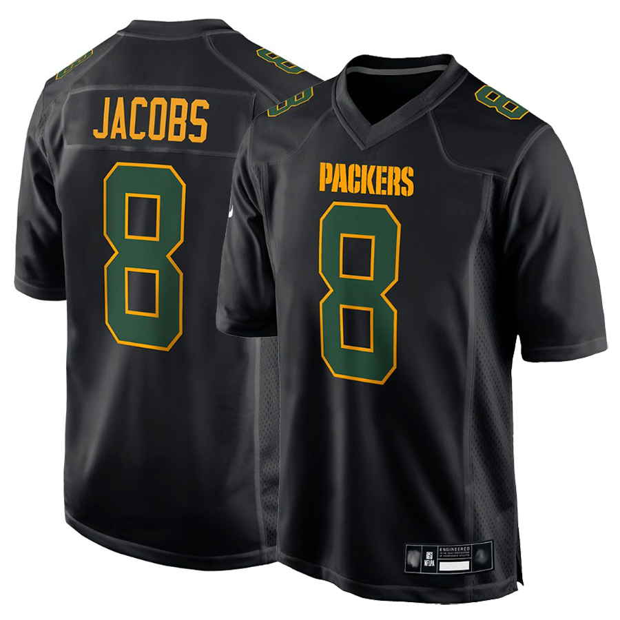 Punc GB.Packers #8 Josh Jacobs Player Black Fashion Game Stitched Jerseys