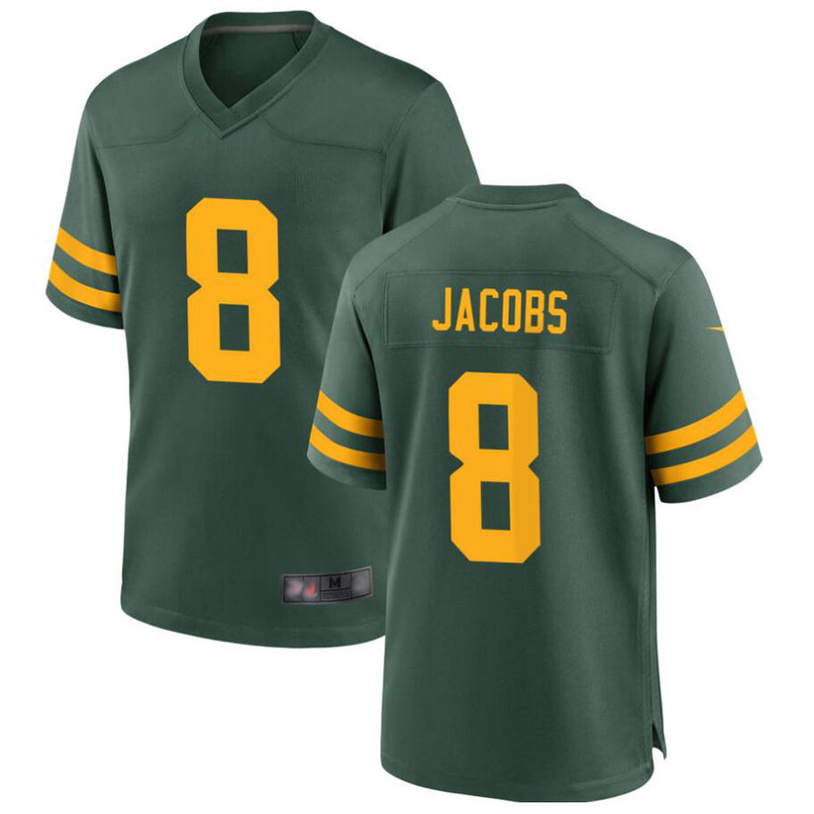 Punc GB.Packers #8 Josh Jacobs Player Green Home Replica Stitched Jerseys
