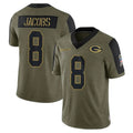 Punc GB.Packers #8 Josh Jacobs Player Olive Salute To Service Limited Game Stitched Jerseys