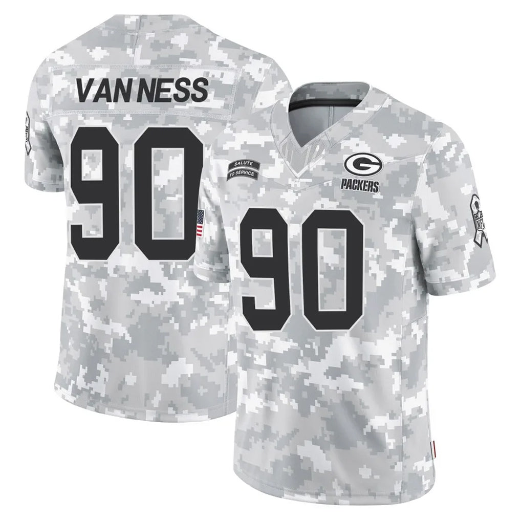 Punc GB.Packers #90 Lukas Van Ness Player Arctic Camo Salute To Service Limited Stitched Jerseys