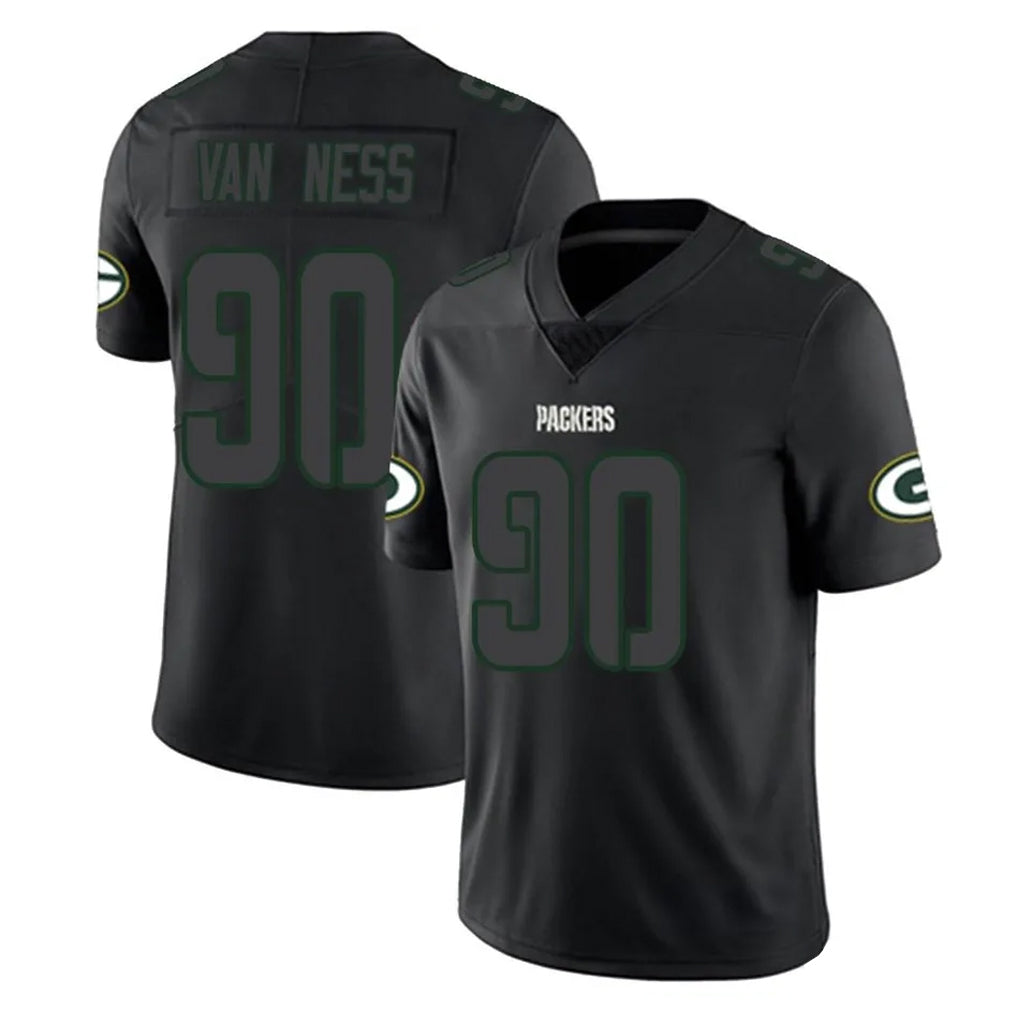 Punc GB.Packers #90 Lukas Van Ness Player Black Impact Limited Home Game Stitched Jerseys
