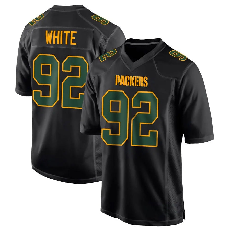 Punc GB.Packers #92 Reggie White Player Black Fashion Game Stitched Jerseys