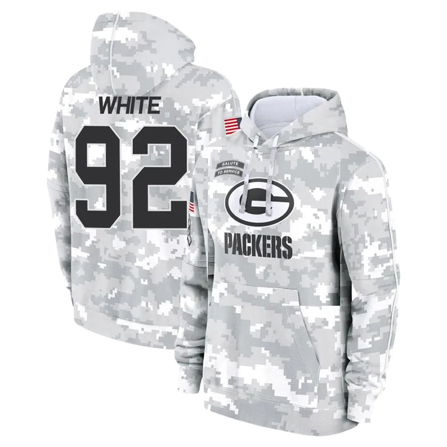 Punc GB.Packers #92 Reggie White Player Camo Salute To Service Hoodies Game Stitched Jerseys