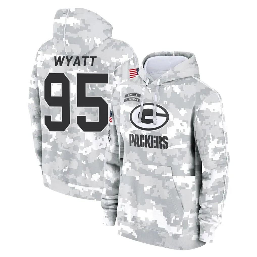 Punc GB.Packers #95 Devonte Wyatt Player Arctic Camo Salute to Service Hoodies Limited Game Stitched Jerseys