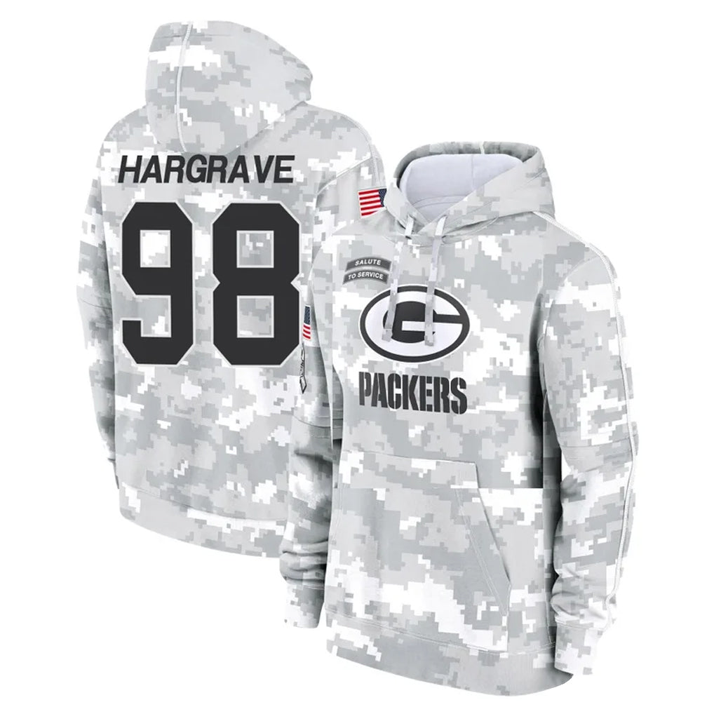 Punc GB.Packers #98 Javon Hargrave Player Arctic Camo Salute to Service Hoodies Limited Game Stitched Jerseys