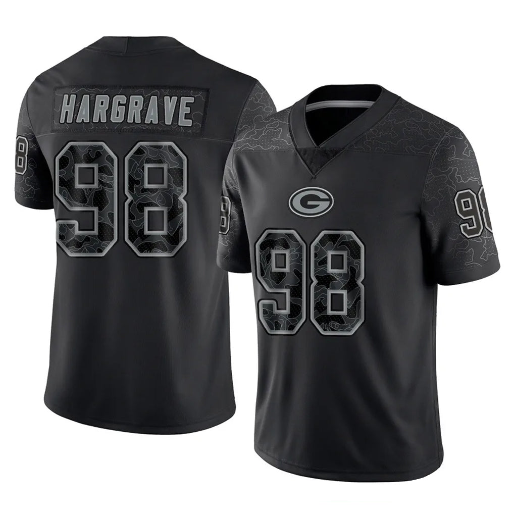 Punc GB.Packers #98 Javon Hargrave Player Black Reflective Limited Home Game Stitched Jerseys