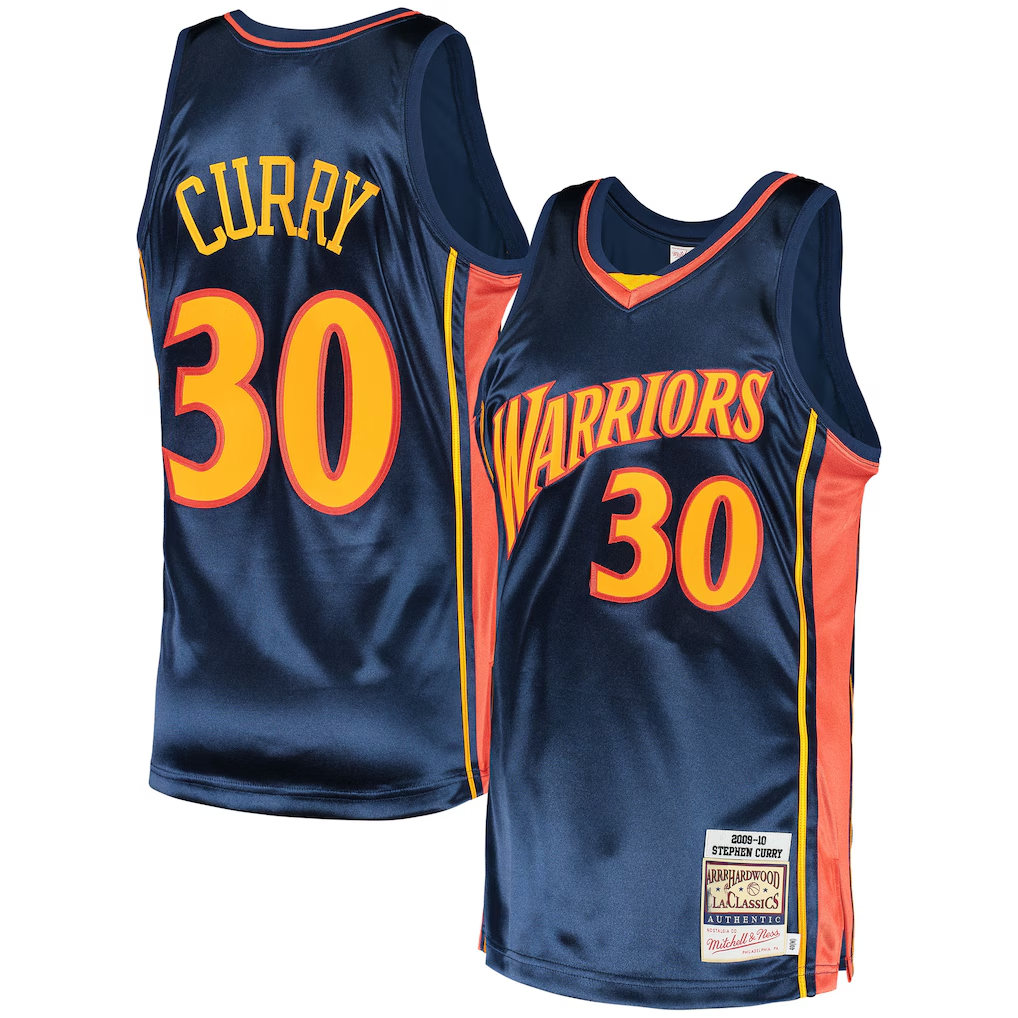 Punc G.State Warriors #30 Stephen Curry Mitchell & Ness Navy 2009-10 Hardwood Classics Authentic Jerseys