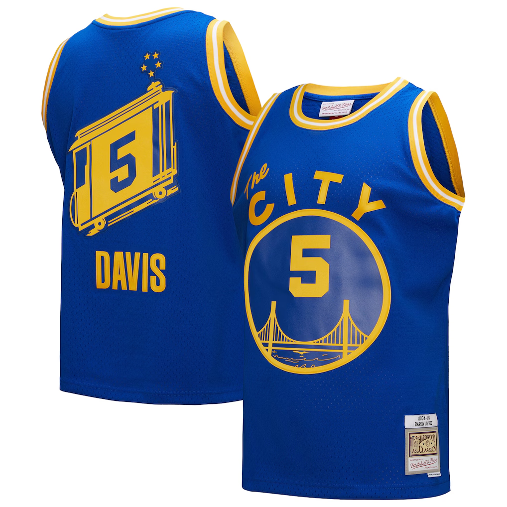 Punc G.State Warriors #5 Baron Davis Mitchell & Ness Royal Hardwood Classics 200405 Swingman Jerseys