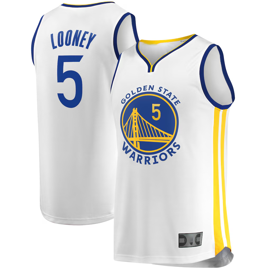 Punc G.State Warriors #5 Kevon Looney White Fast Break Player Replica Jerseys - Association Edition