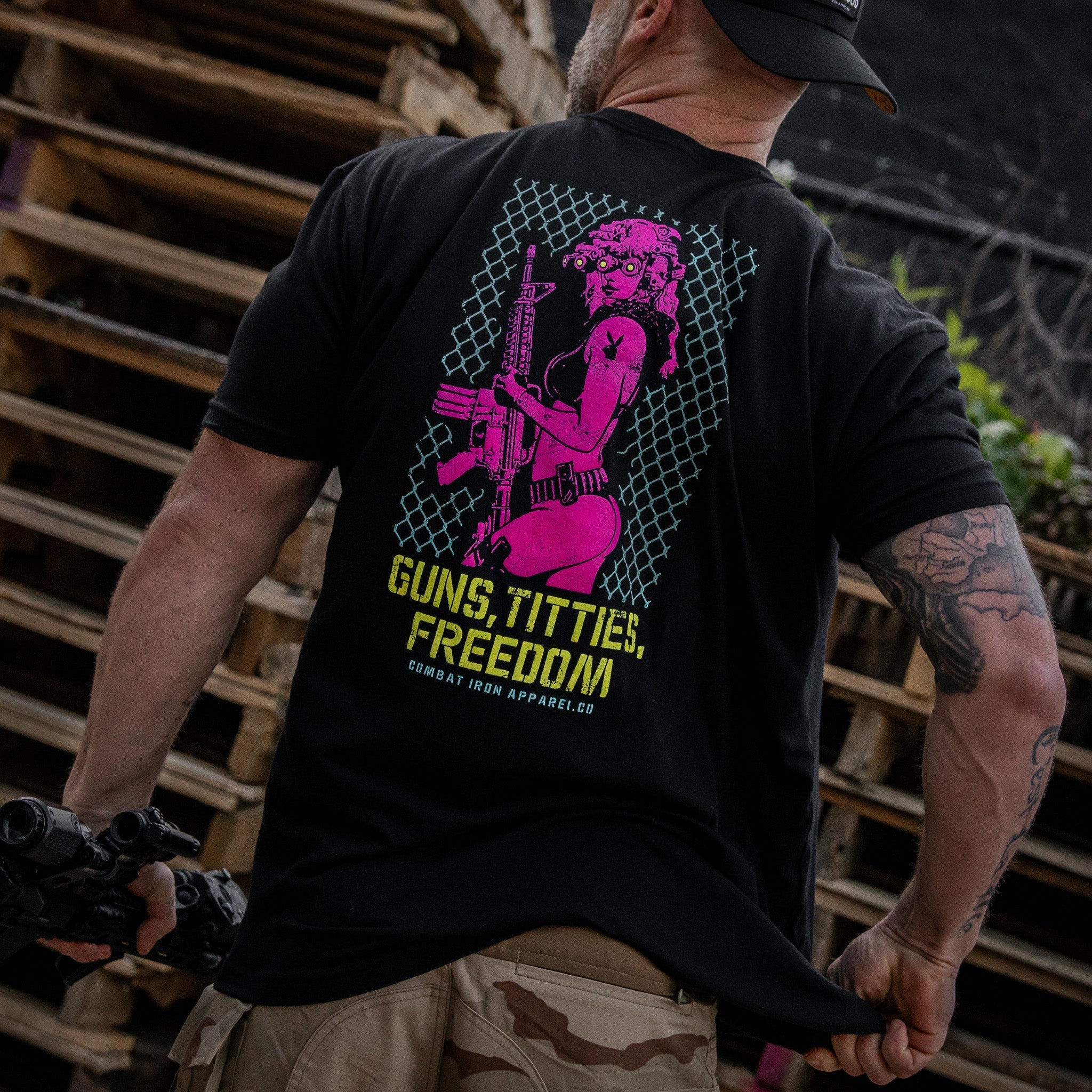 Crovyie cheap jerseys Ordering Guns, Titties, Freedom: Tactical Temptation Men's T-Shirt