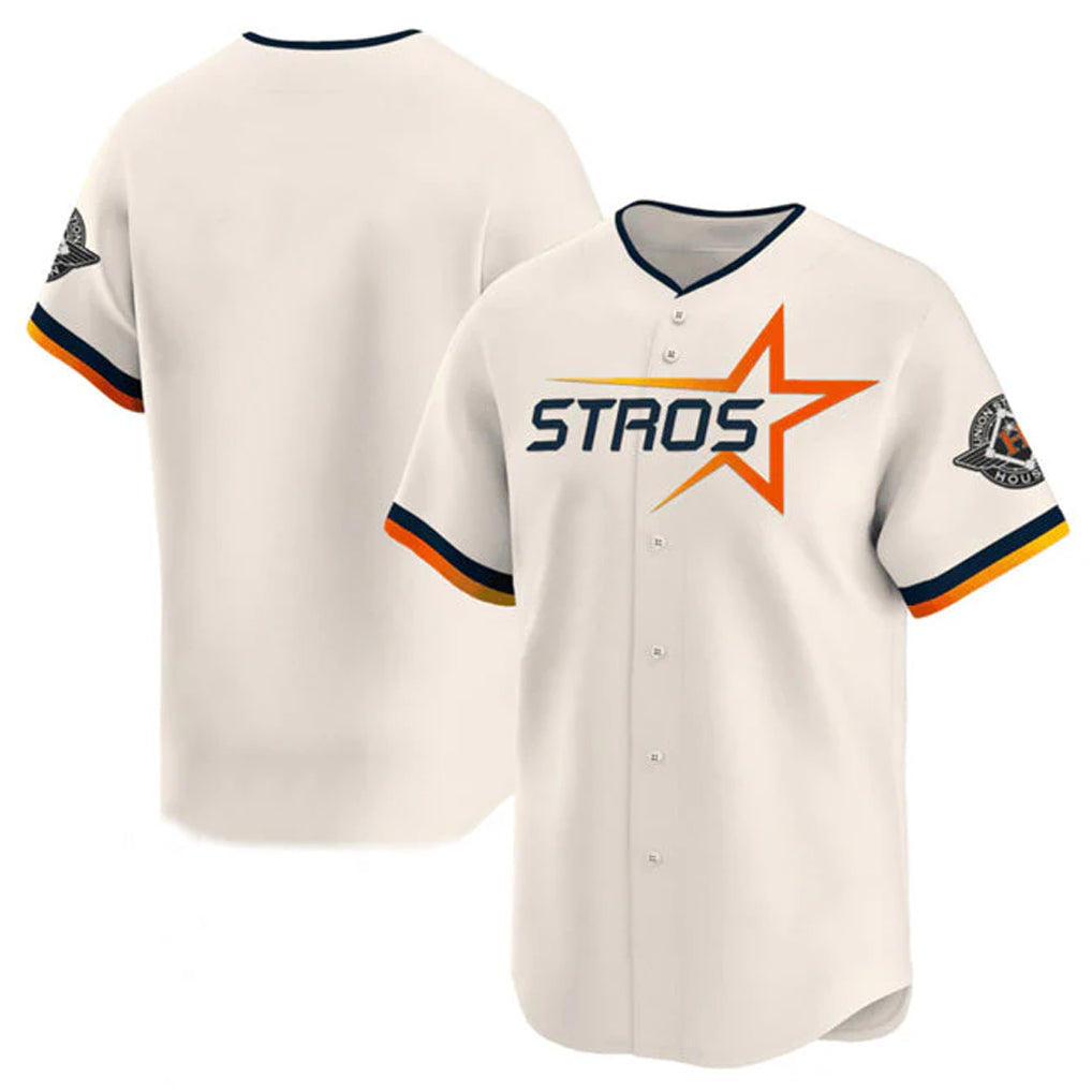 Punc H.Astros Cream Limited Home Blank Player Stitched Jerseys