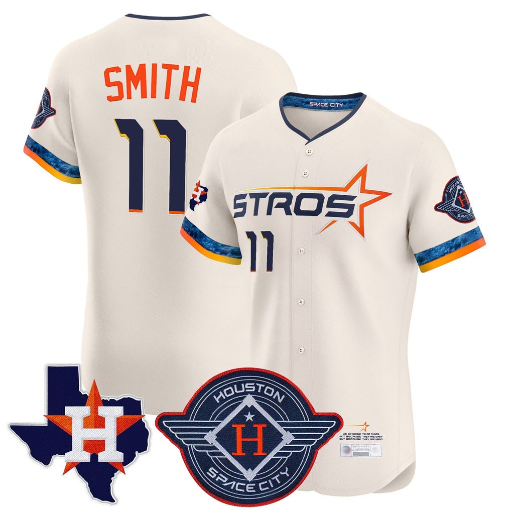 Punc H.Astros #11 Cam Smith Player Cream City Connect Texas Patch Vapor Premier Limited Elite Home Stitched Jerseys