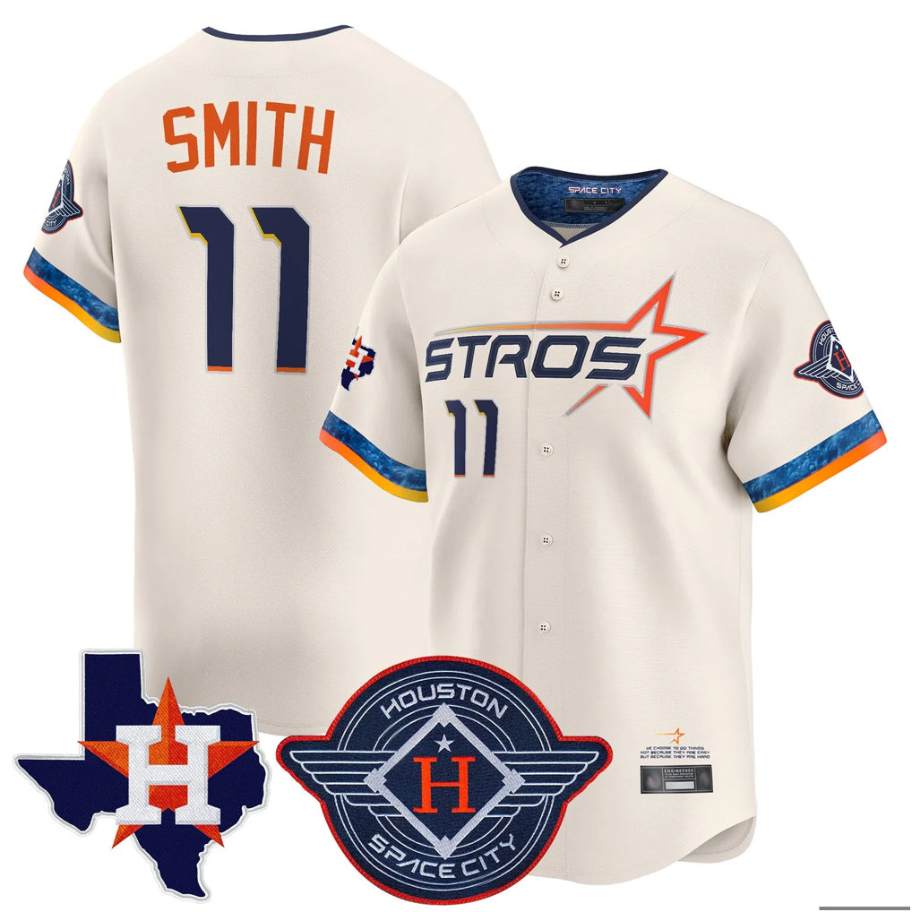 Punc H.Astros #11 Cam Smith Player Cream City Connect Texas Patch Vapor Premier Limited Home Stitched Jerseys