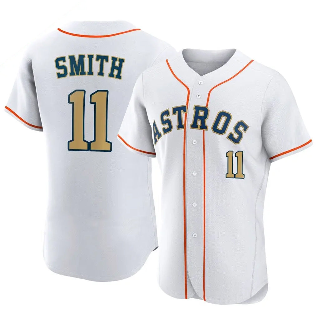 Punc H.Astros #11 Cam Smith Player Gold Collection Limited Elite Home Stitched Jerseys