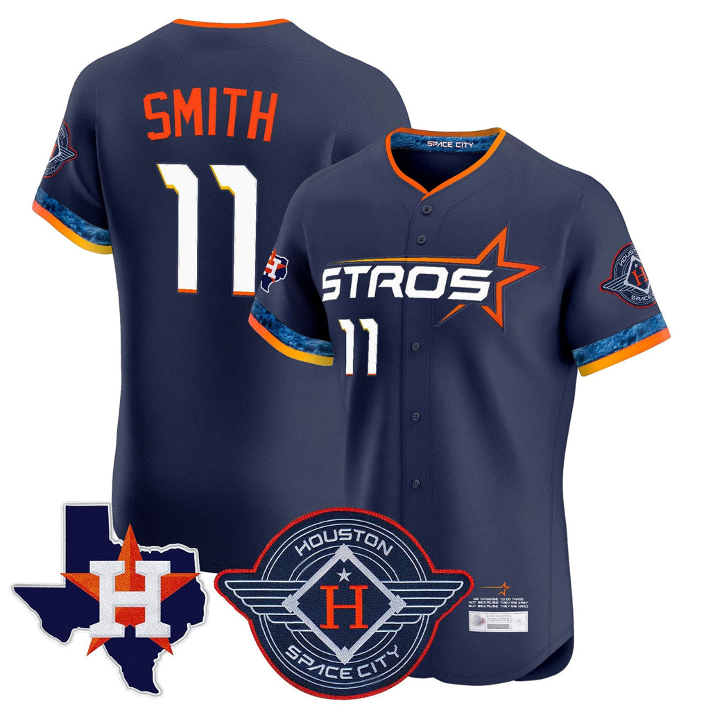Punc H.Astros #11 Cam Smith Player Navy City Connect Texas Patch Vapor Premier Limited Elite Home Stitched Jerseys