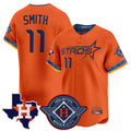 Punc H.Astros #11 Cam Smith Player Orange City Connect Texas Patch Vapor Premier Limited Home Stitched Jerseys