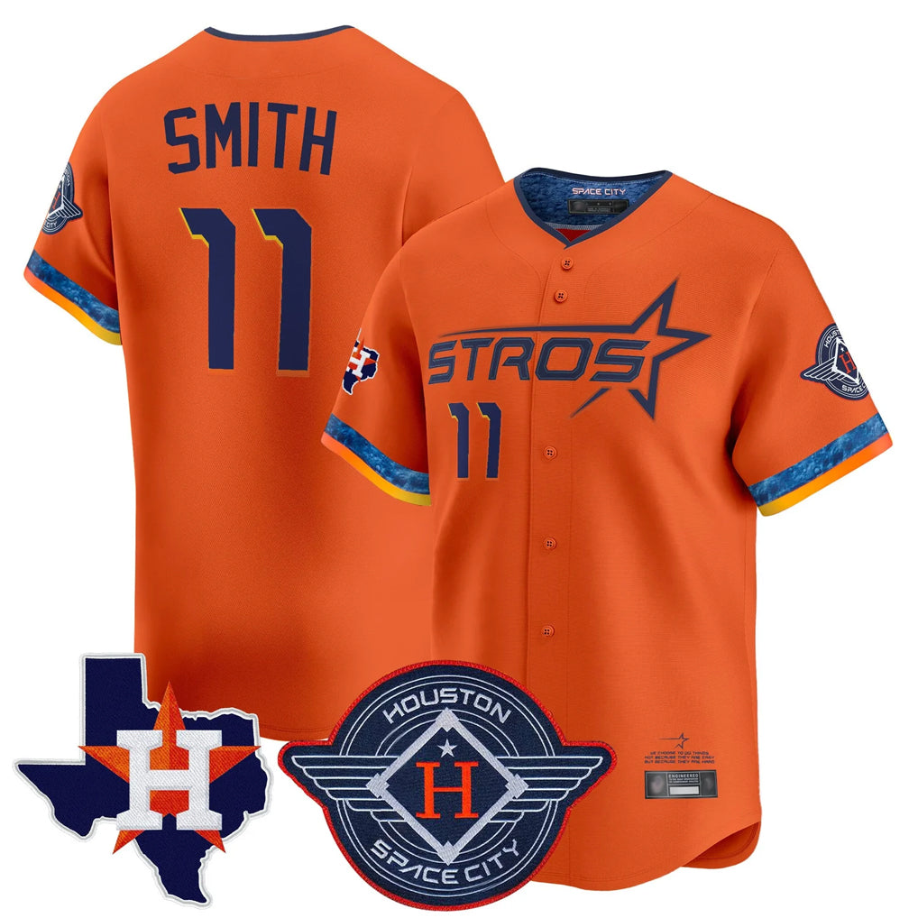 Punc H.Astros #11 Cam Smith Player Orange City Connect Texas Patch Vapor Premier Limited Home Stitched Jerseys
