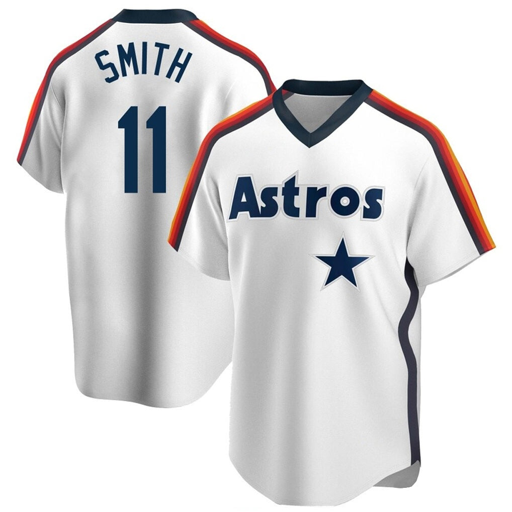 Punc H.Astros #11 Cam Smith Player White Cooperstown Collection T-shirt Stitched Jerseys