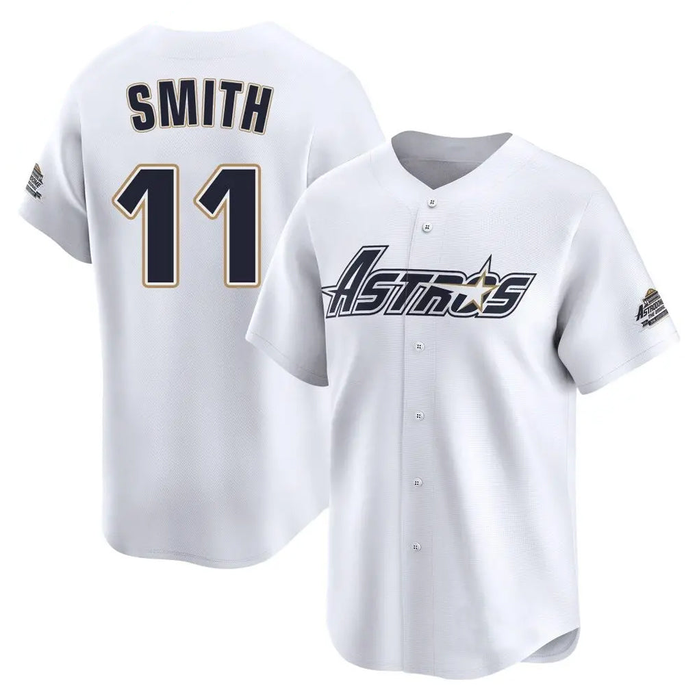 Punc H.Astros #11 Cam Smith Player White Throwback Cooperstown Collection Limited Stitched Jerseys