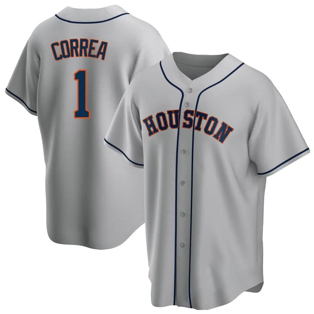 Punc H.Astros #1 Carlos Correa Player Gray Home Game Stitched Jerseys