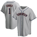 Punc H.Astros #1 Carlos Correa Player Gray Home Game Stitched Jerseys