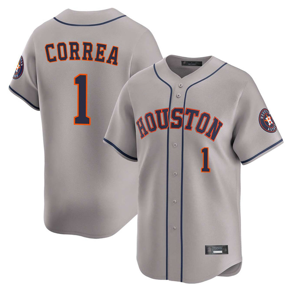 Punc H.Astros #1 Carlos Correa Player Gray Home Limited Stitched Jerseys