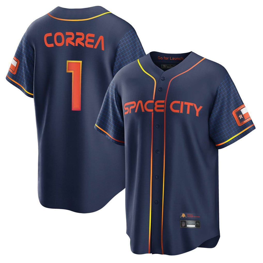 Punc H.Astros #1 Carlos Correa Player Navy City Connect Home Game Stitched Jerseys