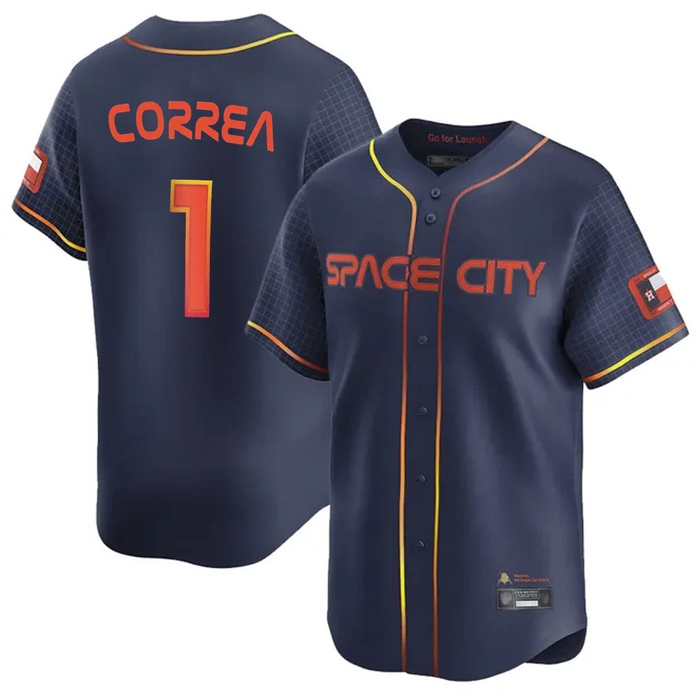 Punc H.Astros #1 Carlos Correa Player Navy City Connect Home Limited Stitched Jerseys