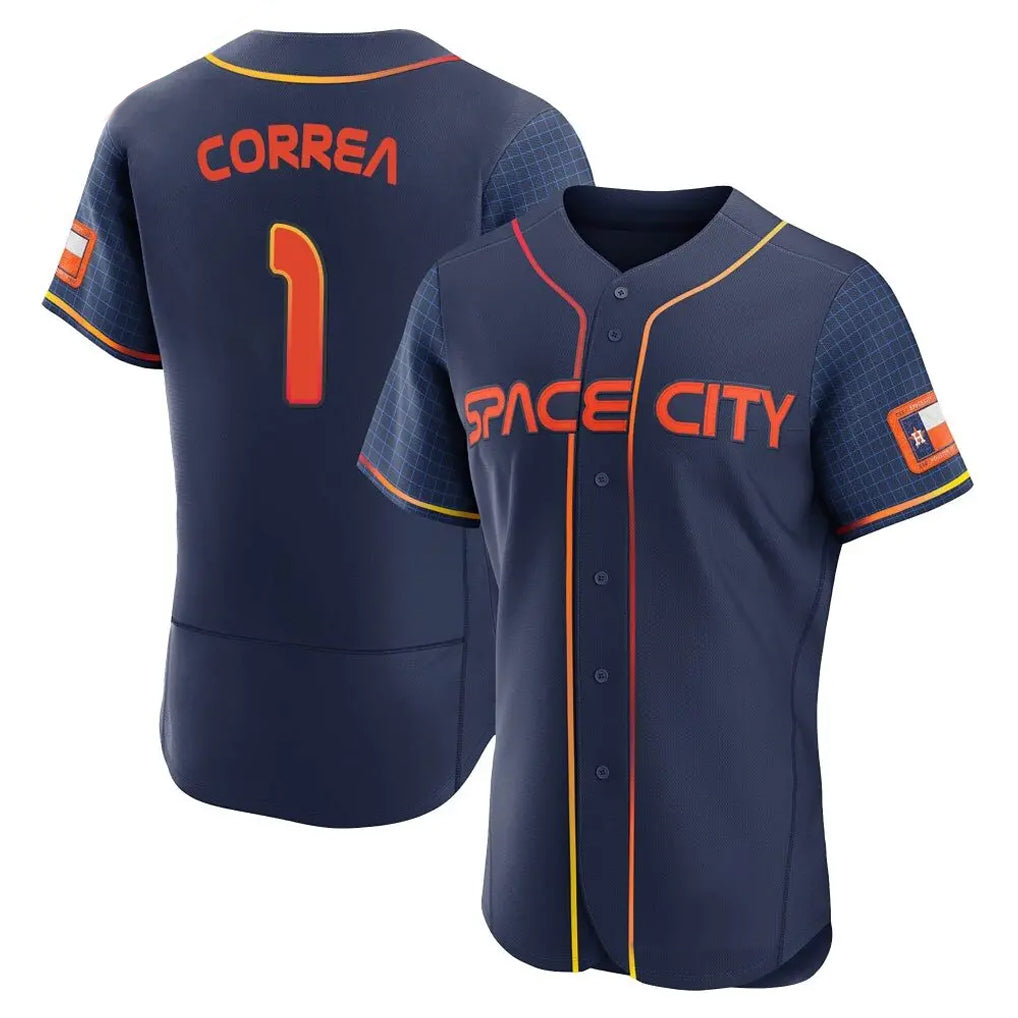 Punc H.Astros #1 Carlos Correa Player Navy City Connect Limited Elite Home Stitched Jerseys