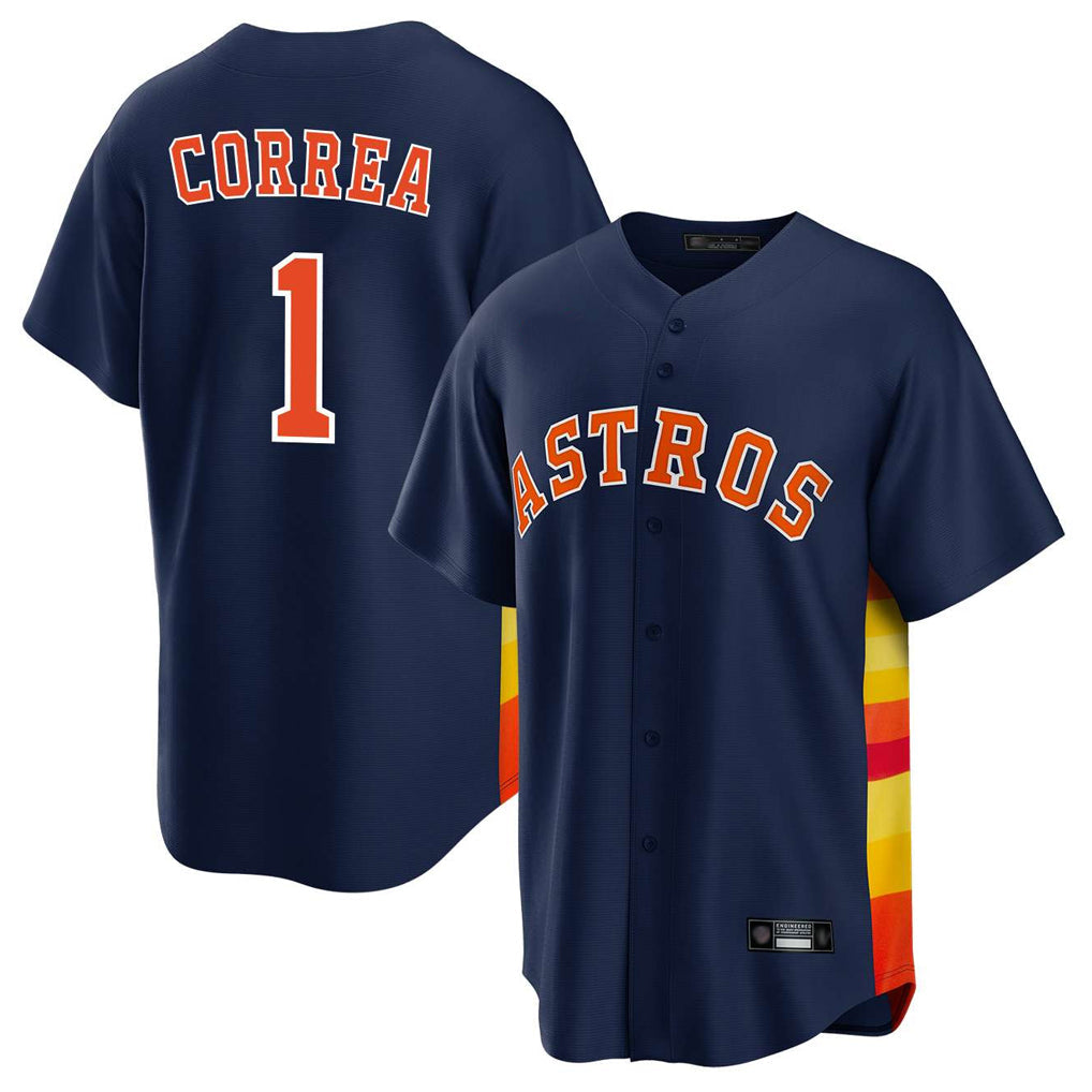 Punc H.Astros #1 Carlos Correa Player Navy Home Game Stitched Jerseys