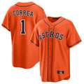 Punc H.Astros #1 Carlos Correa Player Orange Home Game Stitched Jerseys