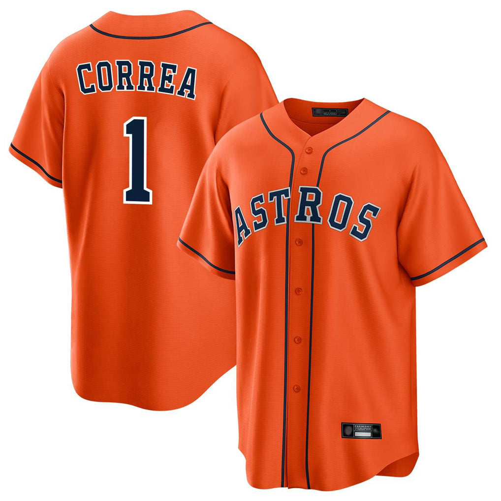 Punc H.Astros #1 Carlos Correa Player Orange Home Game Stitched Jerseys